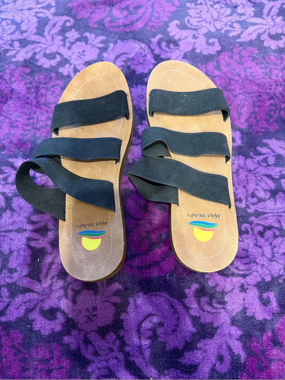 Maui Island Black Strappy Women's Slide Sandals